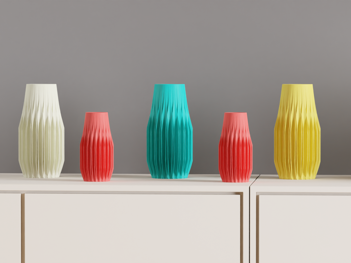 Geometric Vase, Faceted Finned Sculptural Tabletop Bouquet Holder Modern Japandi