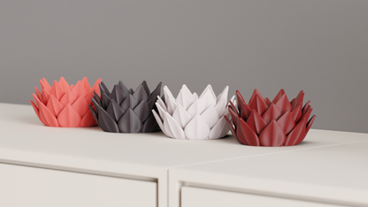 lotus tealight, sculptural candlecup, ambient tabletop centerpiece, contemporary minimalist decor