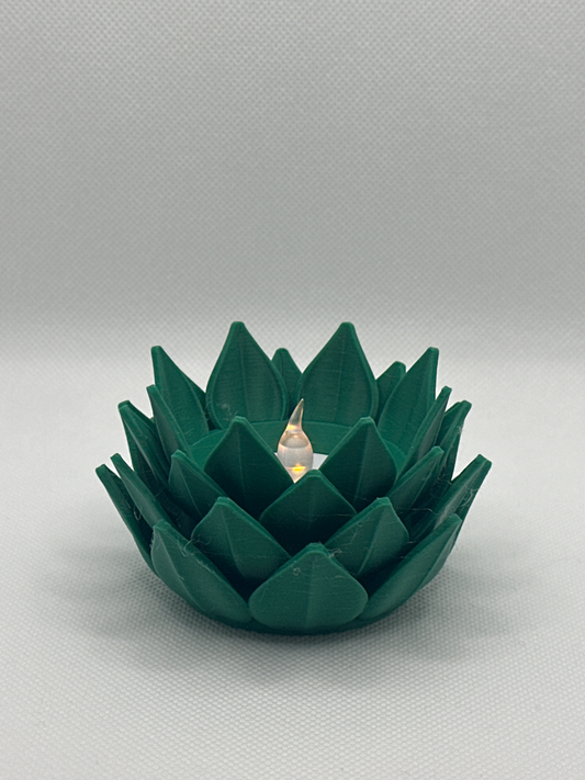 lotus tealight, sculptural candlecup, ambient tabletop centerpiece, contemporary minimalist decor