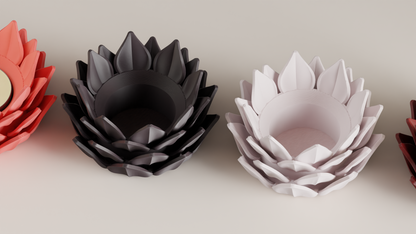 lotus tealight, sculptural candlecup, ambient tabletop centerpiece, contemporary minimalist decor