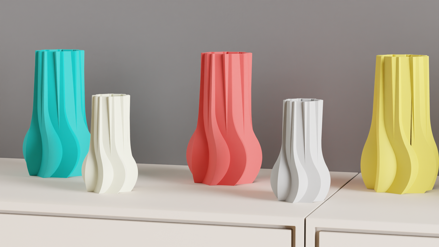 Modern Minimalist Wave Vase, Geometric Flowing Flower Holder, Stylish Tabletop Sculptural Piece, Contemporary Accent