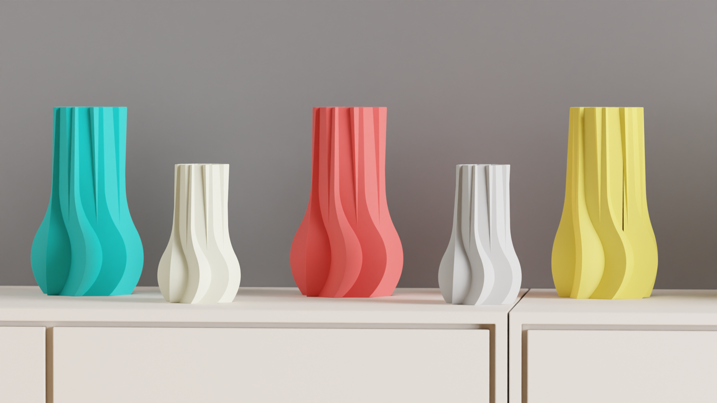 Modern Minimalist Wave Vase, Geometric Flowing Flower Holder, Stylish Tabletop Sculptural Piece, Contemporary Accent