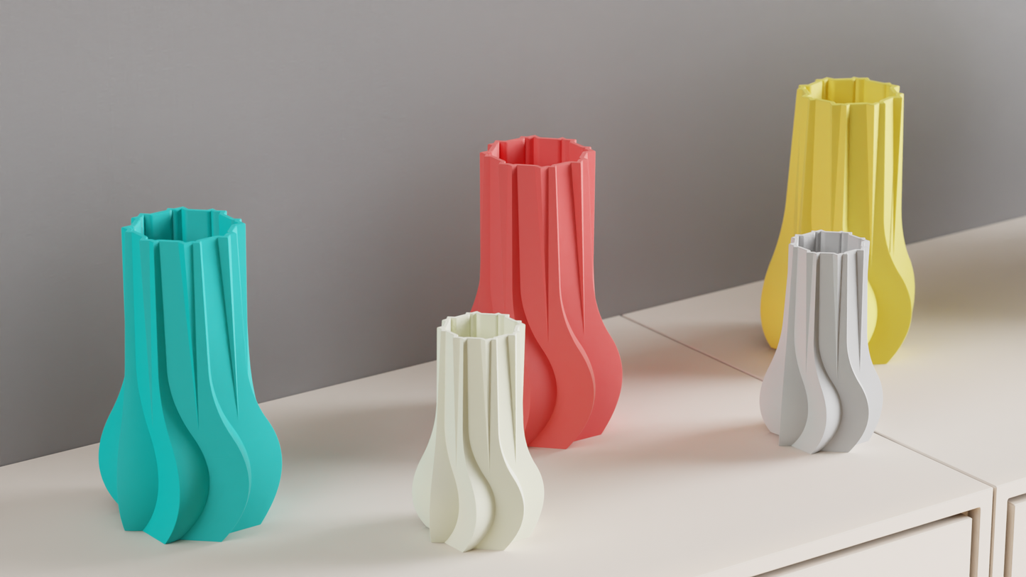 Modern Minimalist Wave Vase, Geometric Flowing Flower Holder, Stylish Tabletop Sculptural Piece, Contemporary Accent