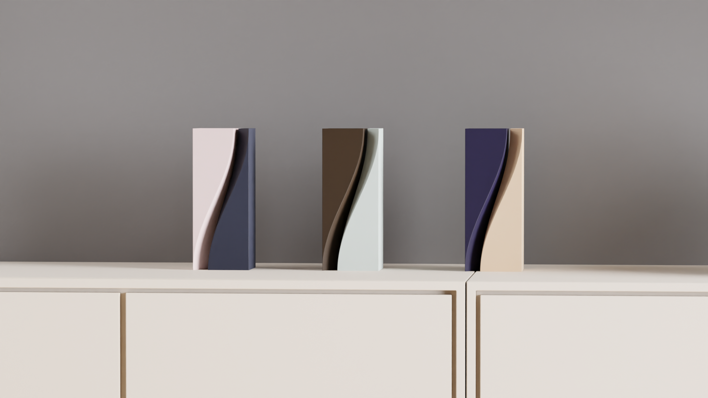 Unique Artistic Dual-tone Split Vase Collection, Stylish Paired Contemporary Architectural Vases Statement, Art Deco