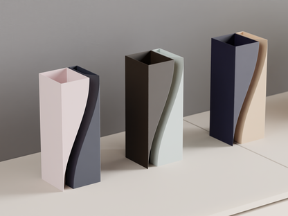 Unique Artistic Dual-tone Split Vase Collection, Stylish Paired Contemporary Architectural Vases Statement, Art Deco