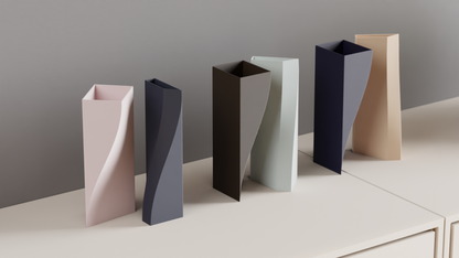 Unique Artistic Dual-tone Split Vase Collection, Stylish Paired Contemporary Architectural Vases Statement, Art Deco