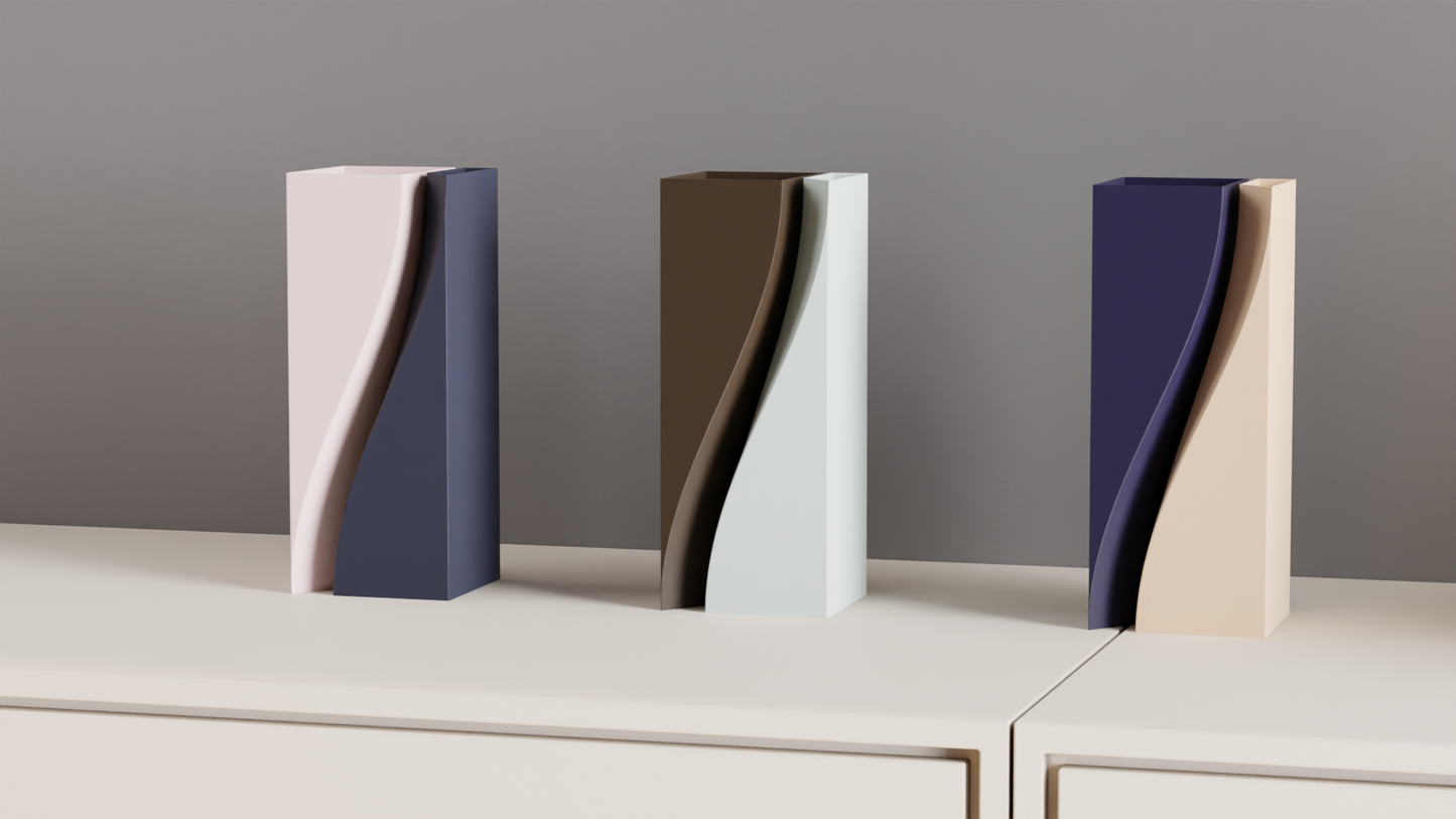 Unique Artistic Dual-tone Split Vase Collection, Stylish Paired Contemporary Architectural Vases Statement, Art Deco