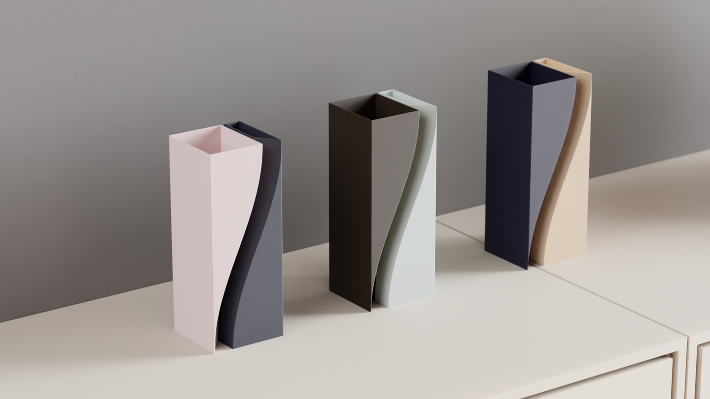 Unique Artistic Dual-tone Split Vase Collection, Stylish Paired Contemporary Architectural Vases Statement, Art Deco