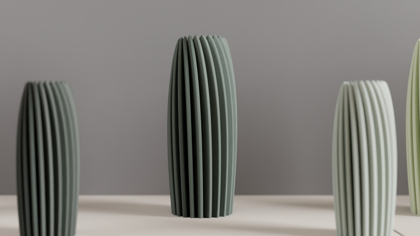 Modern Vase, Rippled Sculptural Vessel, Textured Tabletop Decorative, Mantel Statement