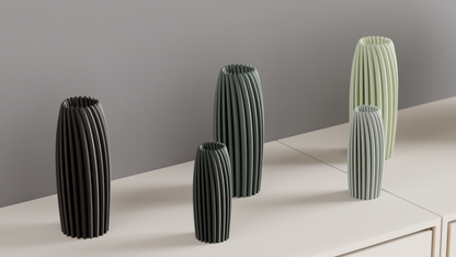 Modern Vase, Rippled Sculptural Vessel, Textured Tabletop Decorative, Mantel Statement