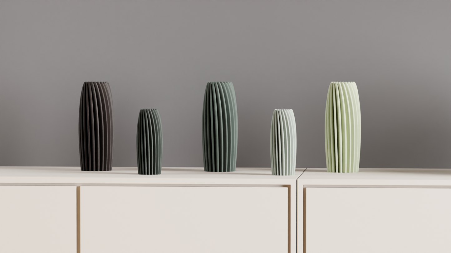 Modern Vase, Rippled Sculptural Vessel, Textured Tabletop Decorative, Mantel Statement