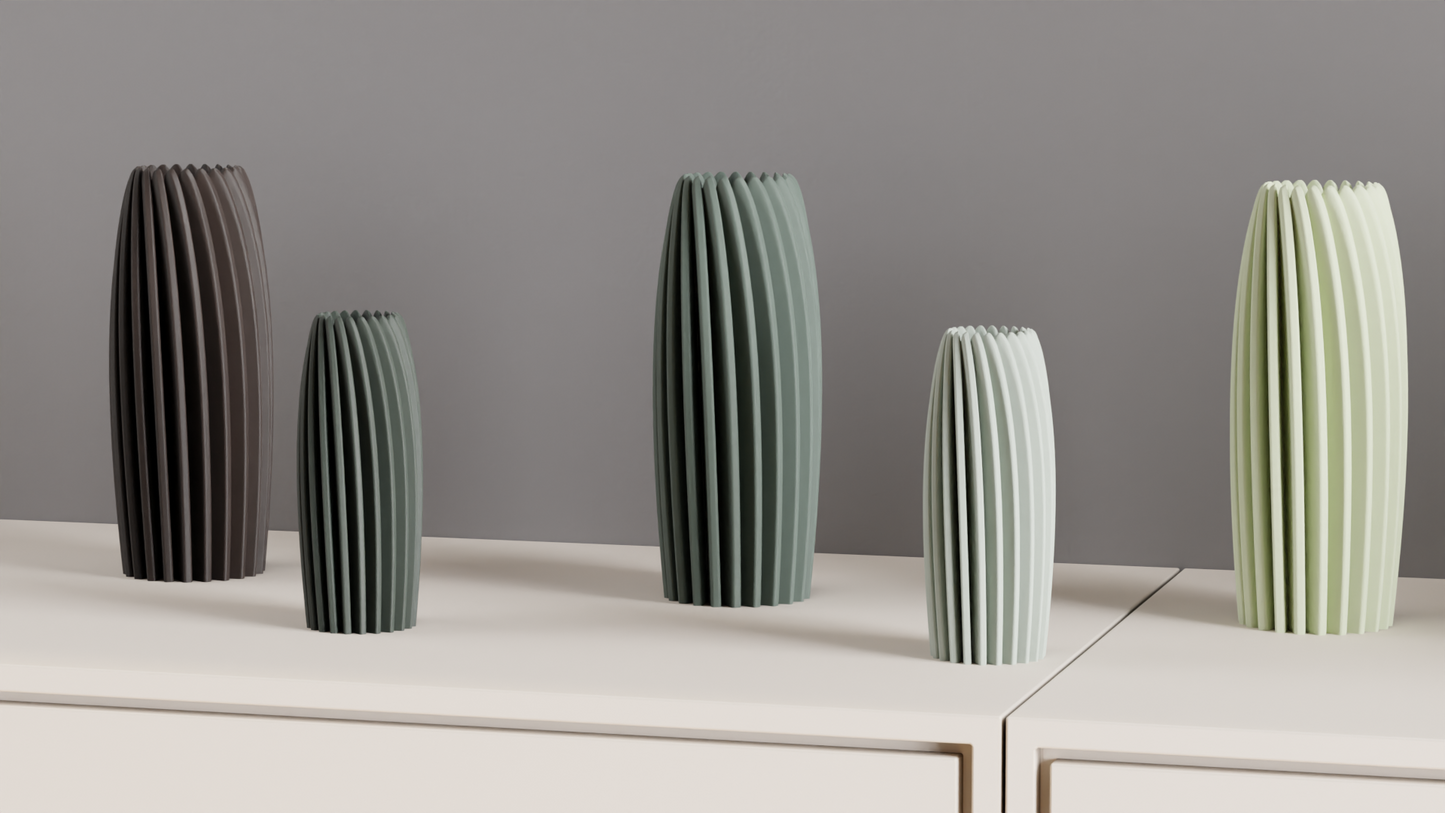Modern Vase, Rippled Sculptural Vessel, Textured Tabletop Decorative, Mantel Statement