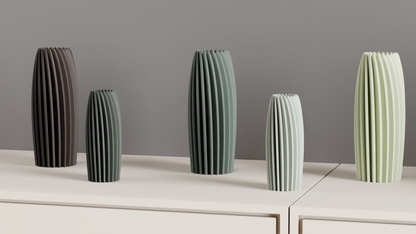 Modern Vase, Rippled Sculptural Vessel, Textured Tabletop Decorative, Mantel Statement