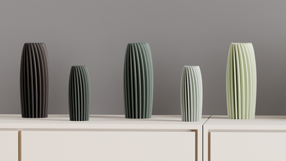 Modern Vase, Rippled Sculptural Vessel, Textured Tabletop Decorative, Mantel Statement