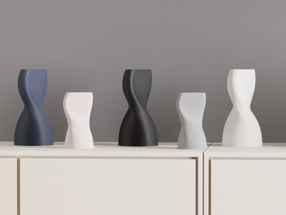 Twisted Hourglass Vase, Sculptural Geometric Tabletop Accent, Modern Floral Vessel