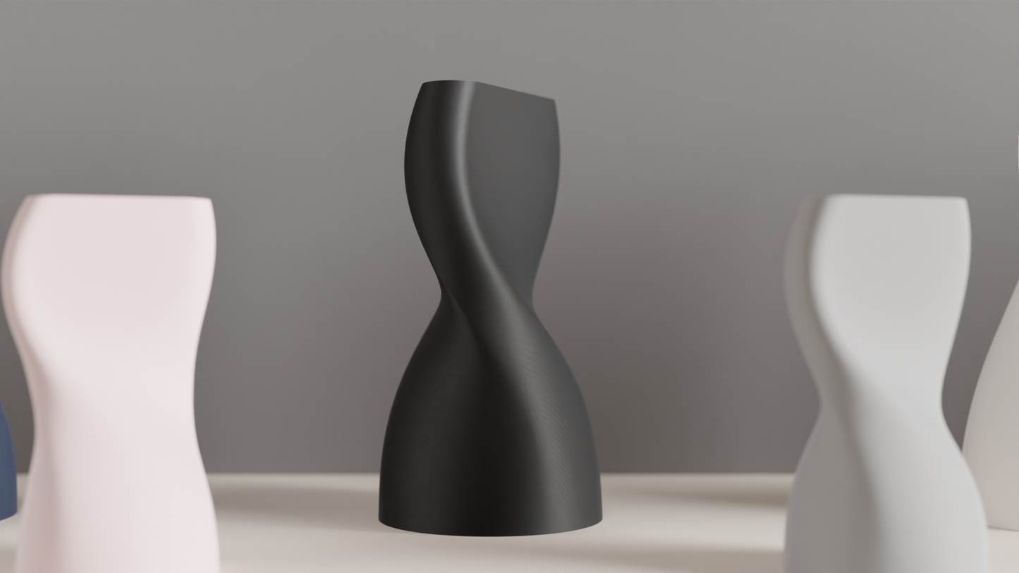 Twisted Hourglass Vase, Sculptural Geometric Tabletop Accent, Modern Floral Vessel