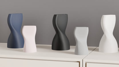 Twisted Hourglass Vase, Sculptural Geometric Tabletop Accent, Modern Floral Vessel