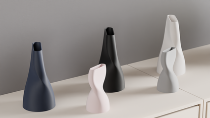 Twisted Hourglass Vase, Sculptural Geometric Tabletop Accent, Modern Floral Vessel