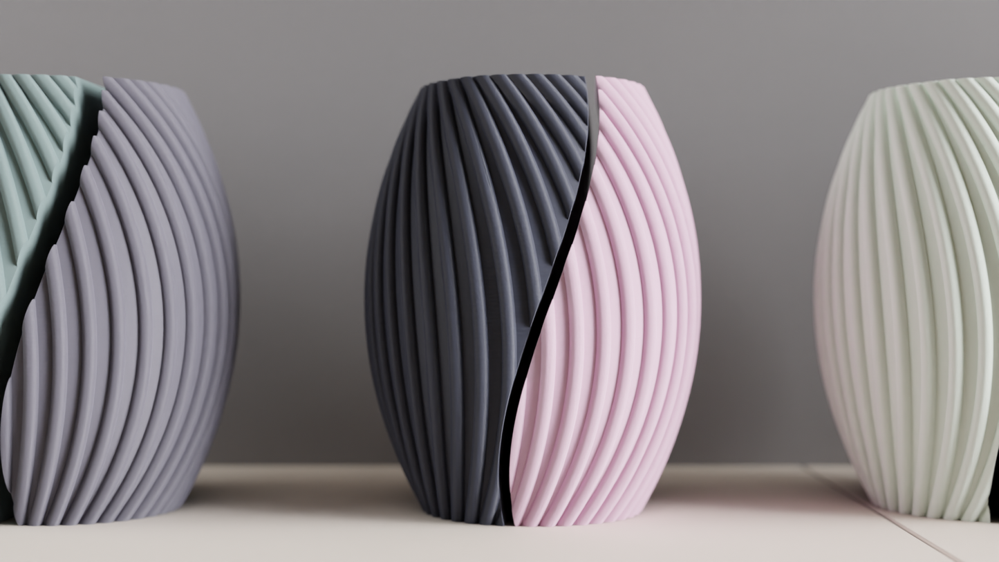 Spiral Vase, Dual Tone Sculptural Designer Tabletop Accent Contemporary Statement