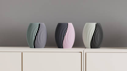 Spiral Vase, Dual Tone Sculptural Designer Tabletop Accent Contemporary Statement