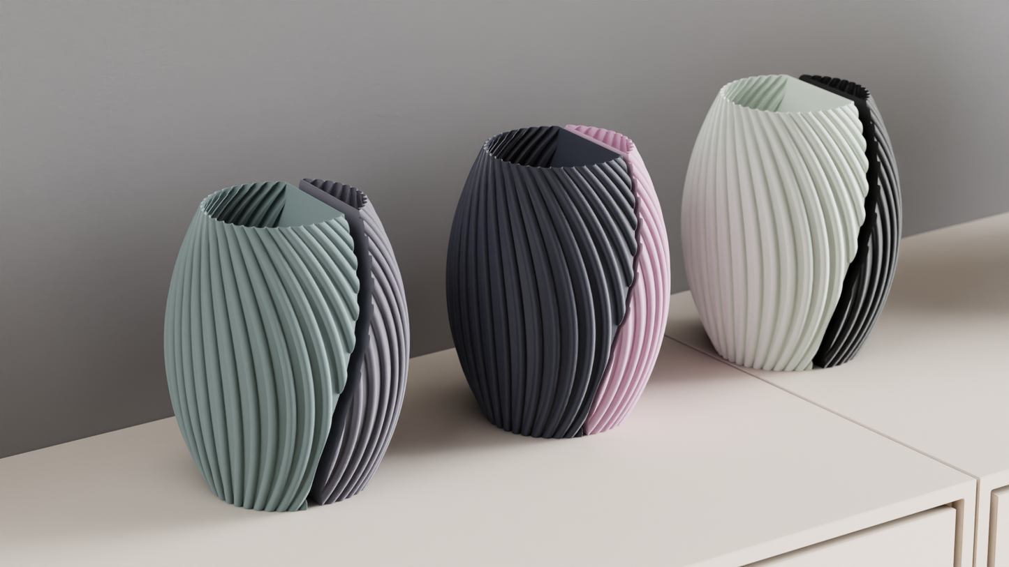 Spiral Vase, Dual Tone Sculptural Designer Tabletop Accent Contemporary Statement