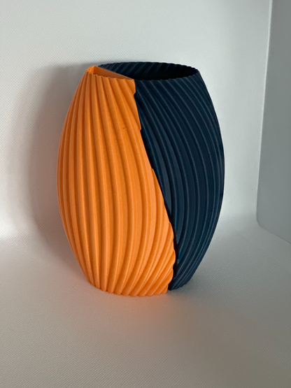 Spiral Vase, Dual Tone Sculptural Designer Tabletop Accent Contemporary Statement