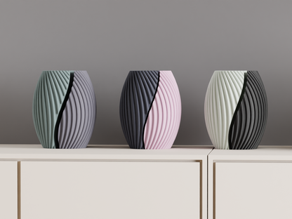 Spiral Vase, Dual Tone Sculptural Designer Tabletop Accent Contemporary Statement