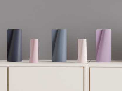 Spiral Vase Geometric Finned, Sculptural Minimalist Tabletop Accent, Japandi Statement