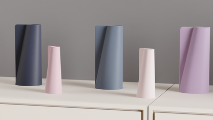 Spiral Vase Geometric Finned, Sculptural Minimalist Tabletop Accent, Japandi Statement