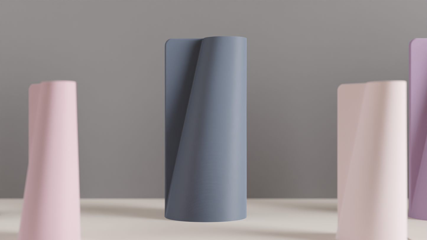 Spiral Vase Geometric Finned, Sculptural Minimalist Tabletop Accent, Japandi Statement