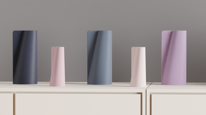 Spiral Vase Geometric Finned, Sculptural Minimalist Tabletop Accent, Japandi Statement