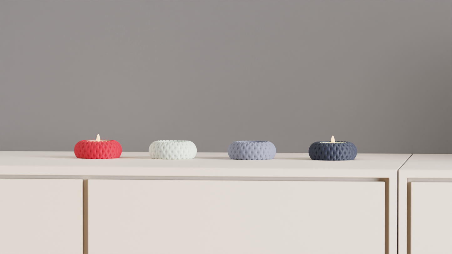 Tealight Holder, Basket Weave Sculpture, Contemporary Woven Geometry Tabletop Accent