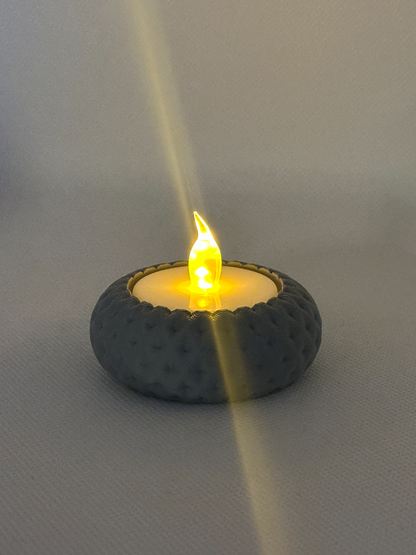 Tealight Holder, Basket Weave Sculpture, Contemporary Woven Geometry Tabletop Accent