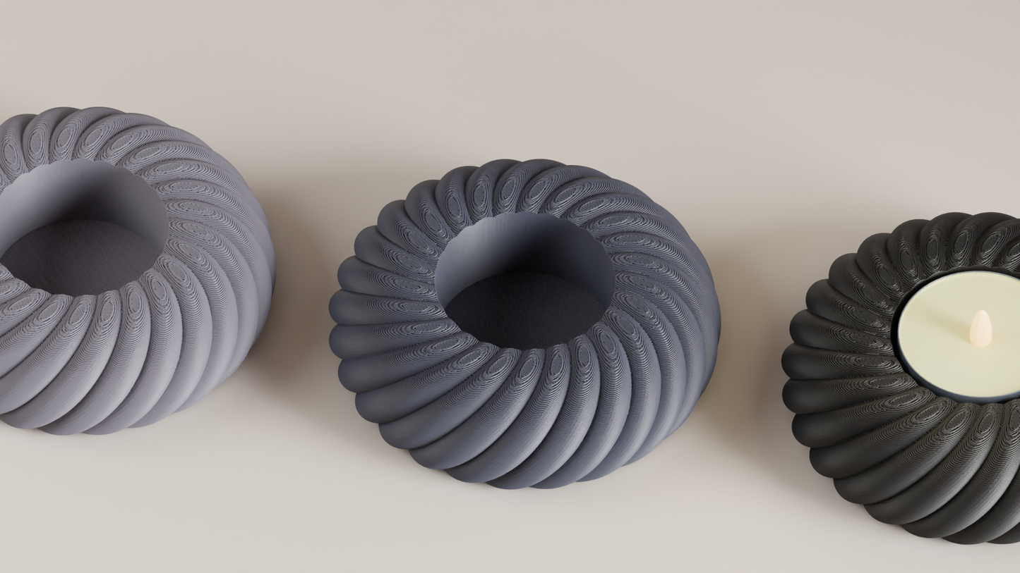 Tealight Holder, Rope Texture Sculptural DecorativeCandleCup, Tabletop Accent Ambient Glow