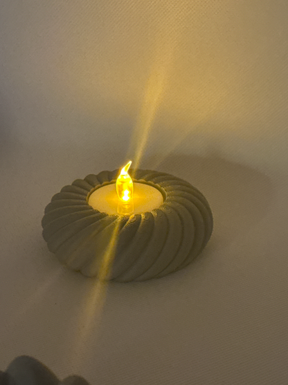 Tealight Holder, Rope Texture Sculptural DecorativeCandleCup, Tabletop Accent Ambient Glow