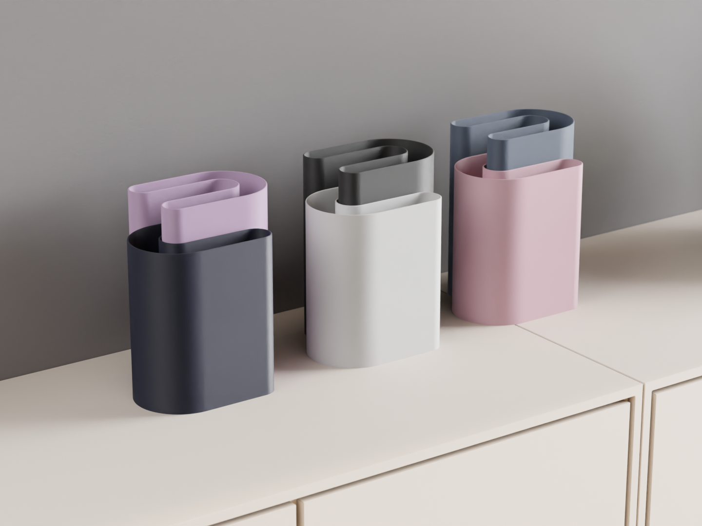 Modern Vase, Interlocking Pair, Contemporary Tabletop Flower Holder, Minimalist Desk Organizer