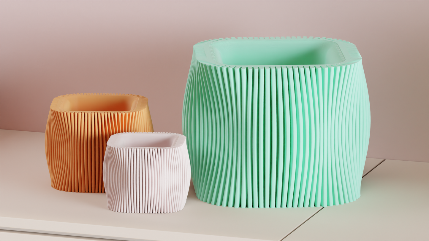 Ribbed Planter Pot, Nordic Minimalist Succulent Holder, Contemporary Desk Statement