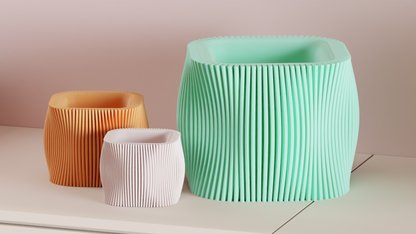 Ribbed Planter Pot, Nordic Minimalist Succulent Holder, Contemporary Desk Statement