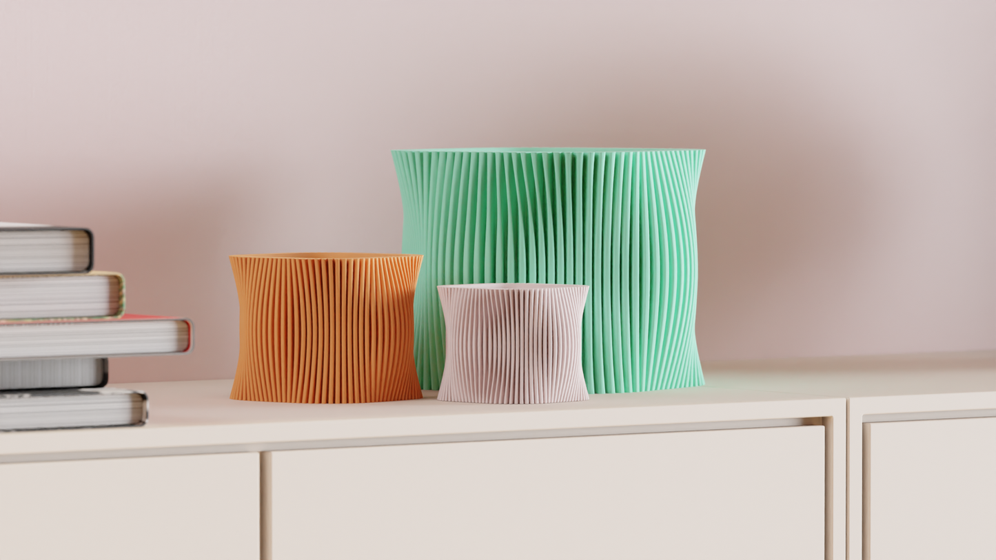 Ribbed Planter Pot, Nordic Minimalist Succulent Holder, Contemporary Desk Statement