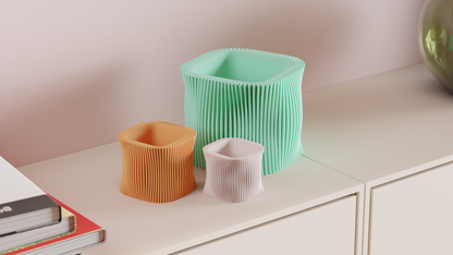 Ribbed Planter Pot, Nordic Minimalist Succulent Holder, Contemporary Desk Statement