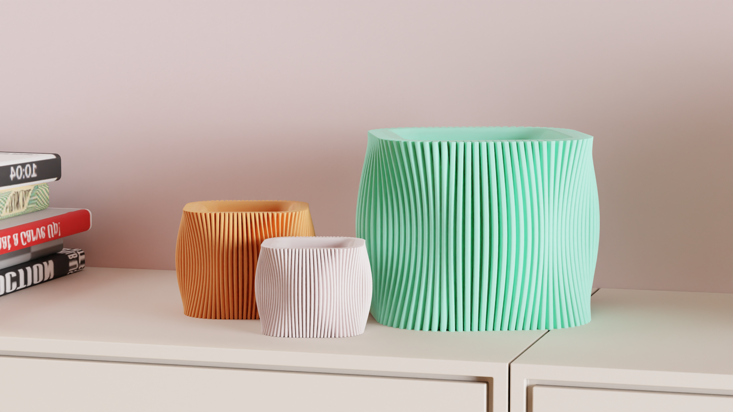 Ribbed Planter Pot, Nordic Minimalist Succulent Holder, Contemporary Desk Statement