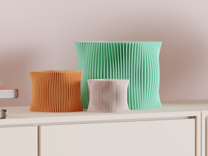 Ribbed Planter Pot, Nordic Minimalist Succulent Holder, Contemporary Desk Statement