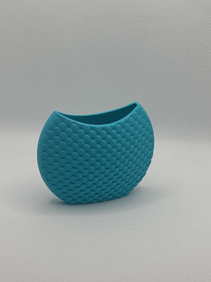 Original Art Deco Contemporary Scale Pattern Circular Vase, Minimalist Accent, Sculptural Decorative Vessel Centerpiece