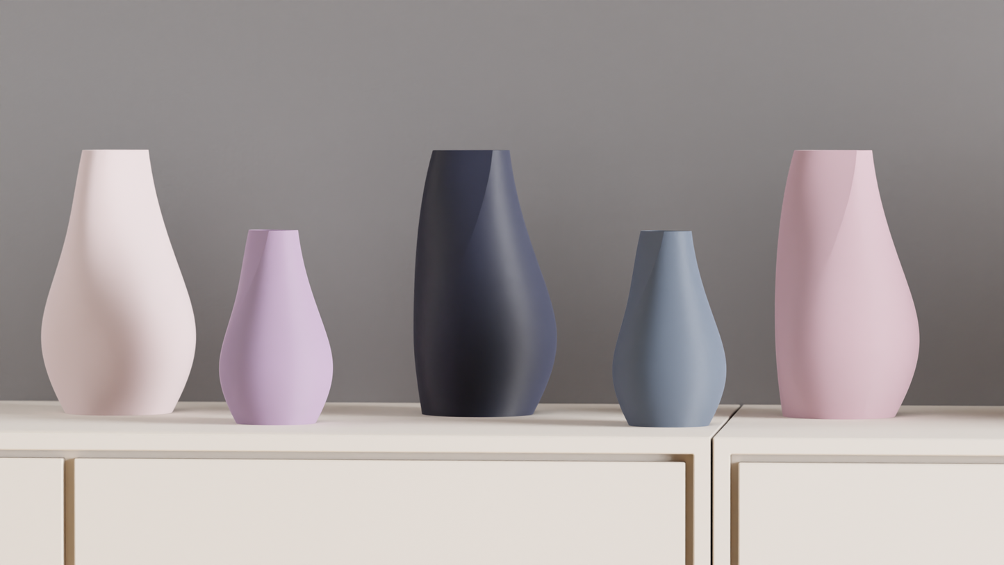 Elegant Original Japandi Style Vase, Modern Curved Tabletop Vessel, Contemporary Minimalist Dried Flower Holder