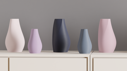 Elegant Original Japandi Style Vase, Modern Curved Tabletop Vessel, Contemporary Minimalist Dried Flower Holder