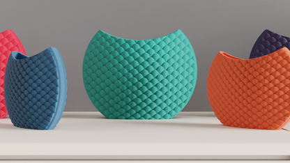 Original Art Deco Contemporary Scale Pattern Circular Vase, Minimalist Accent, Sculptural Decorative Vessel Centerpiece