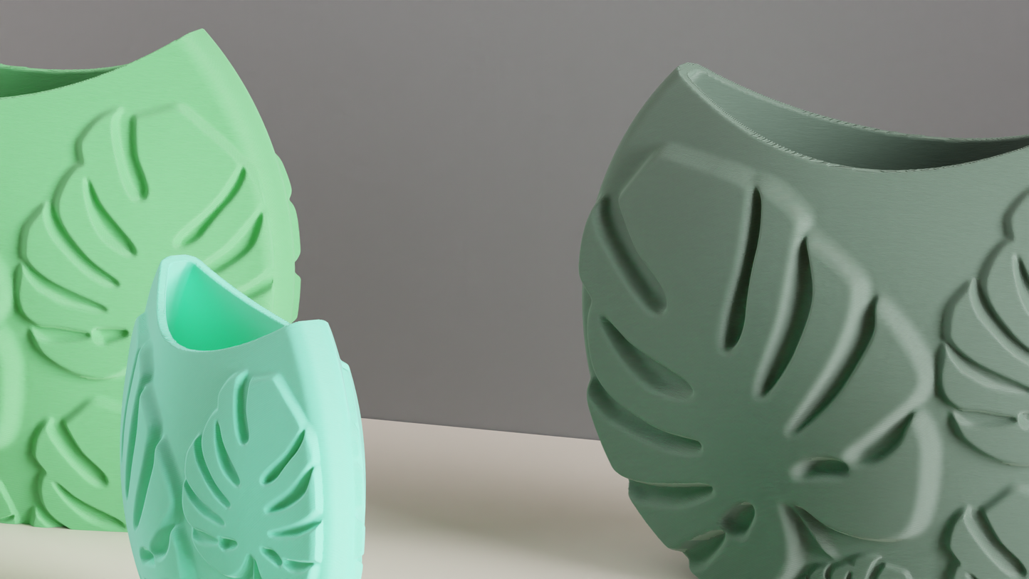 Monstera Leaf Vase, Tropical Tabletop Planter, Decorative Accent Vessel Contemporary