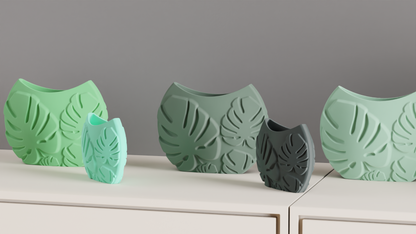 Monstera Leaf Vase, Tropical Tabletop Planter, Decorative Accent Vessel Contemporary