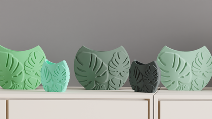 Monstera Leaf Vase, Tropical Tabletop Planter, Decorative Accent Vessel Contemporary