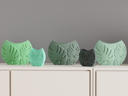 Monstera Leaf Vase, Tropical Tabletop Planter, Decorative Accent Vessel Contemporary